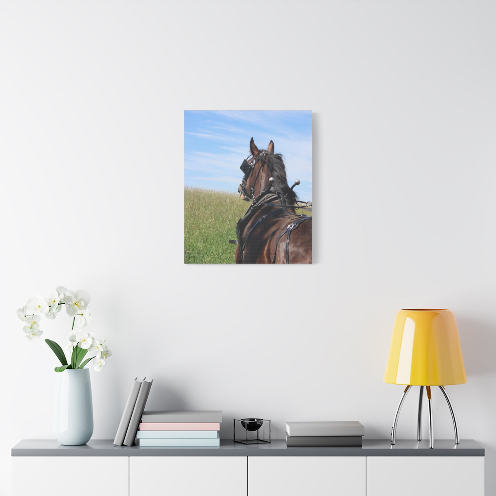 Clydesdale Field Drive- Canvas Print — Rustic Draft Horse Wall Art (Matte Stretched)