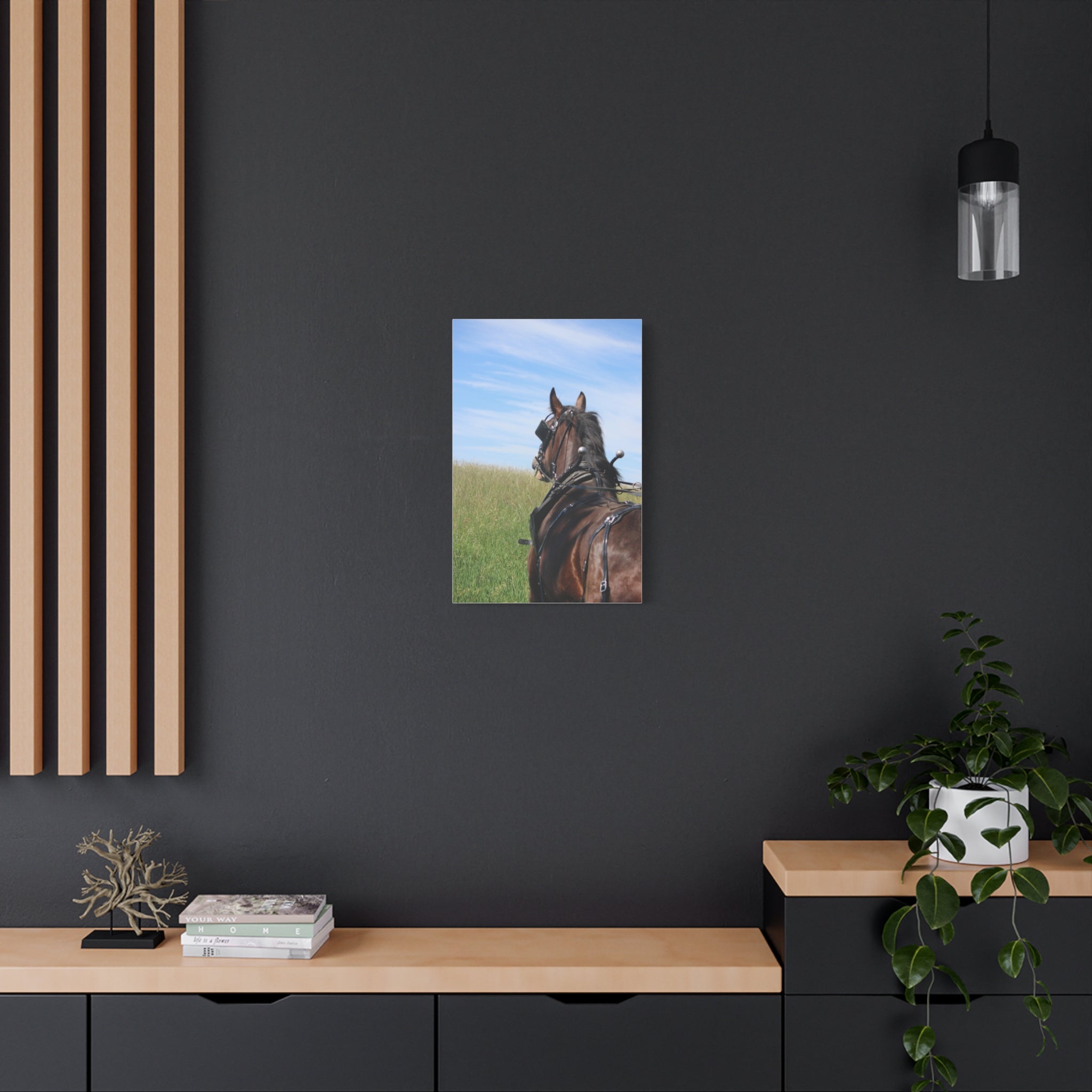 Clydesdale Field Drive- Canvas Print — Rustic Draft Horse Wall Art (Matte Stretched)