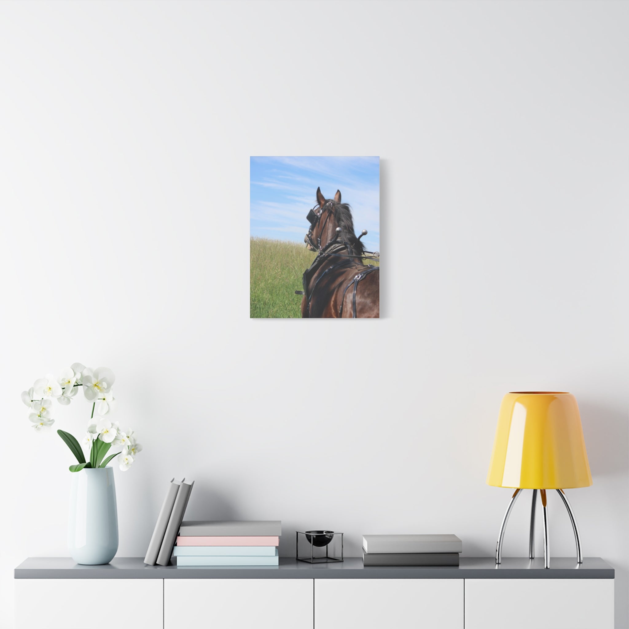 Clydesdale Field Drive- Canvas Print — Rustic Draft Horse Wall Art (Matte Stretched)