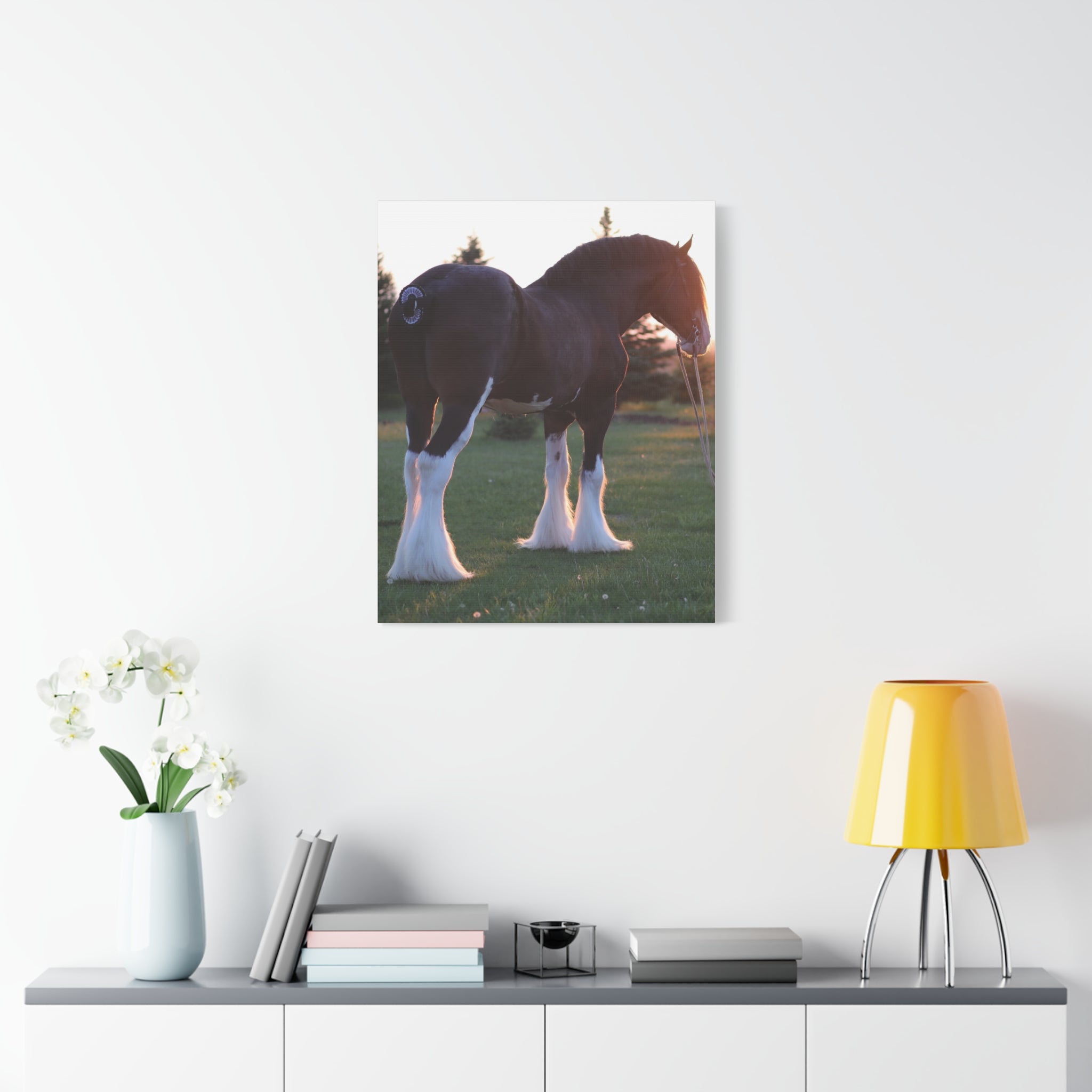 Clydesdale Horse Sunset Matte Canvas Print — Stretched Wall Art ("Print it your way")