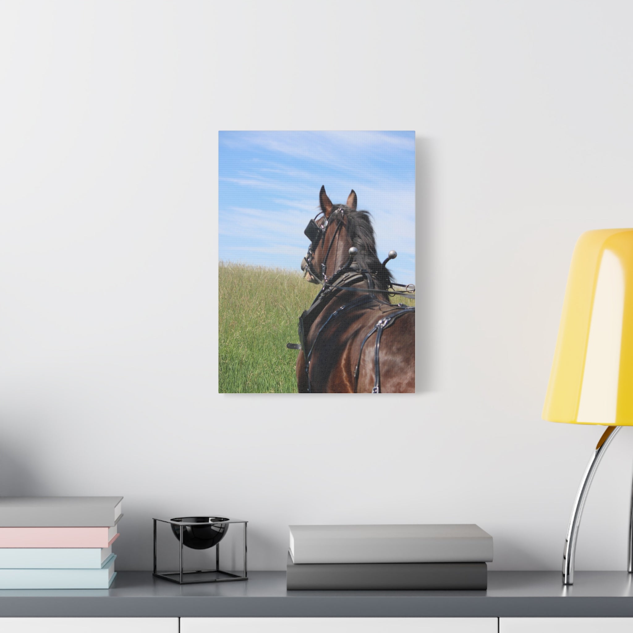 Clydesdale Field Drive- Canvas Print — Rustic Draft Horse Wall Art (Matte Stretched)