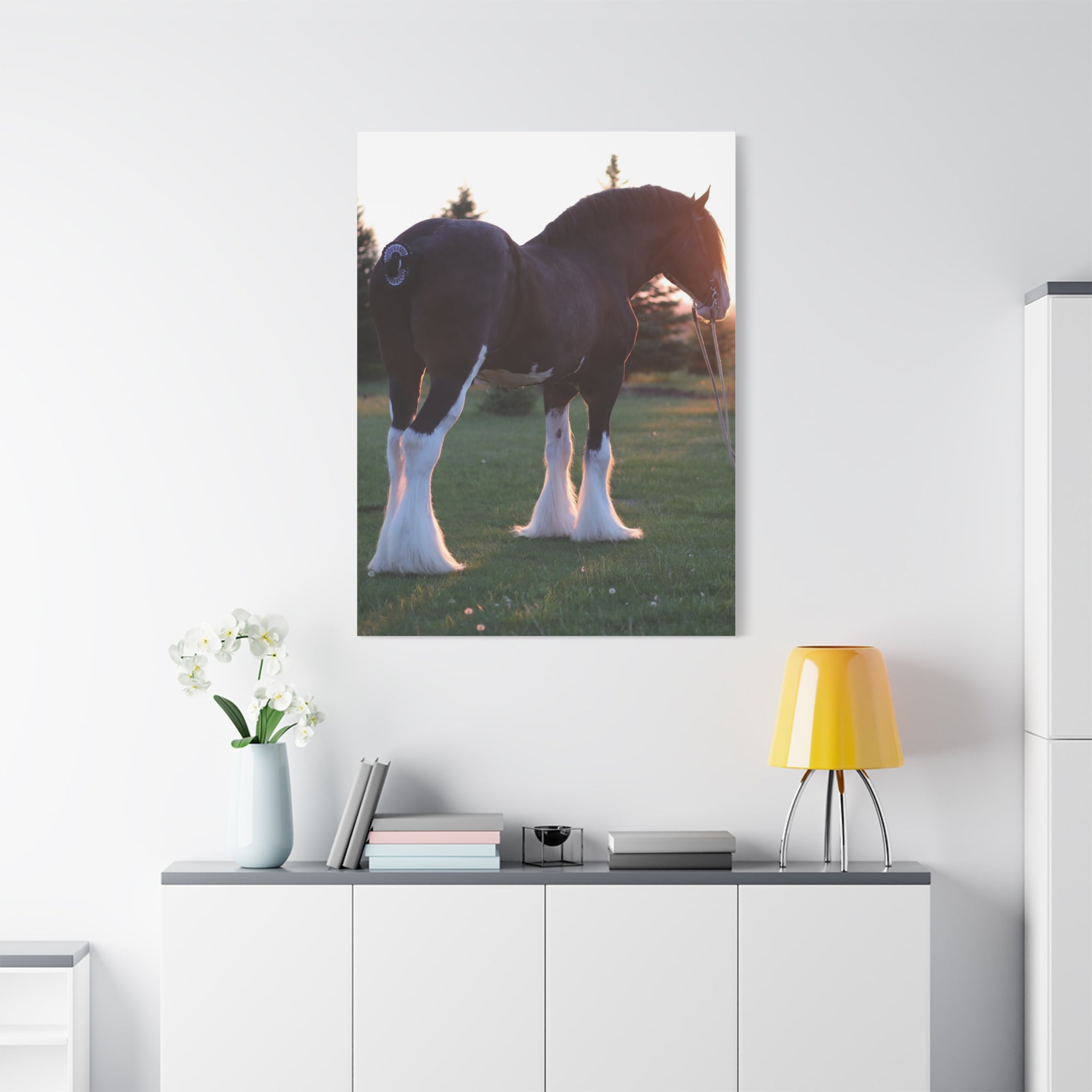 Clydesdale Horse Sunset Matte Canvas Print — Stretched Wall Art ("Print it your way")