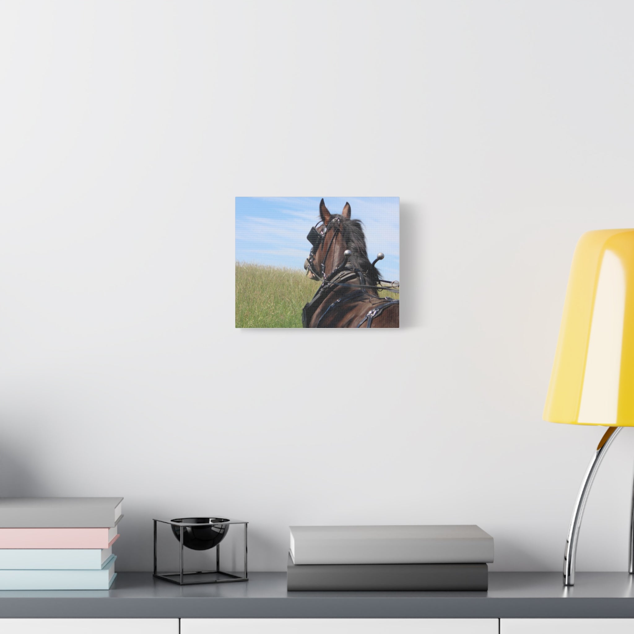 Clydesdale Field Drive- Canvas Print — Rustic Draft Horse Wall Art (Matte Stretched)