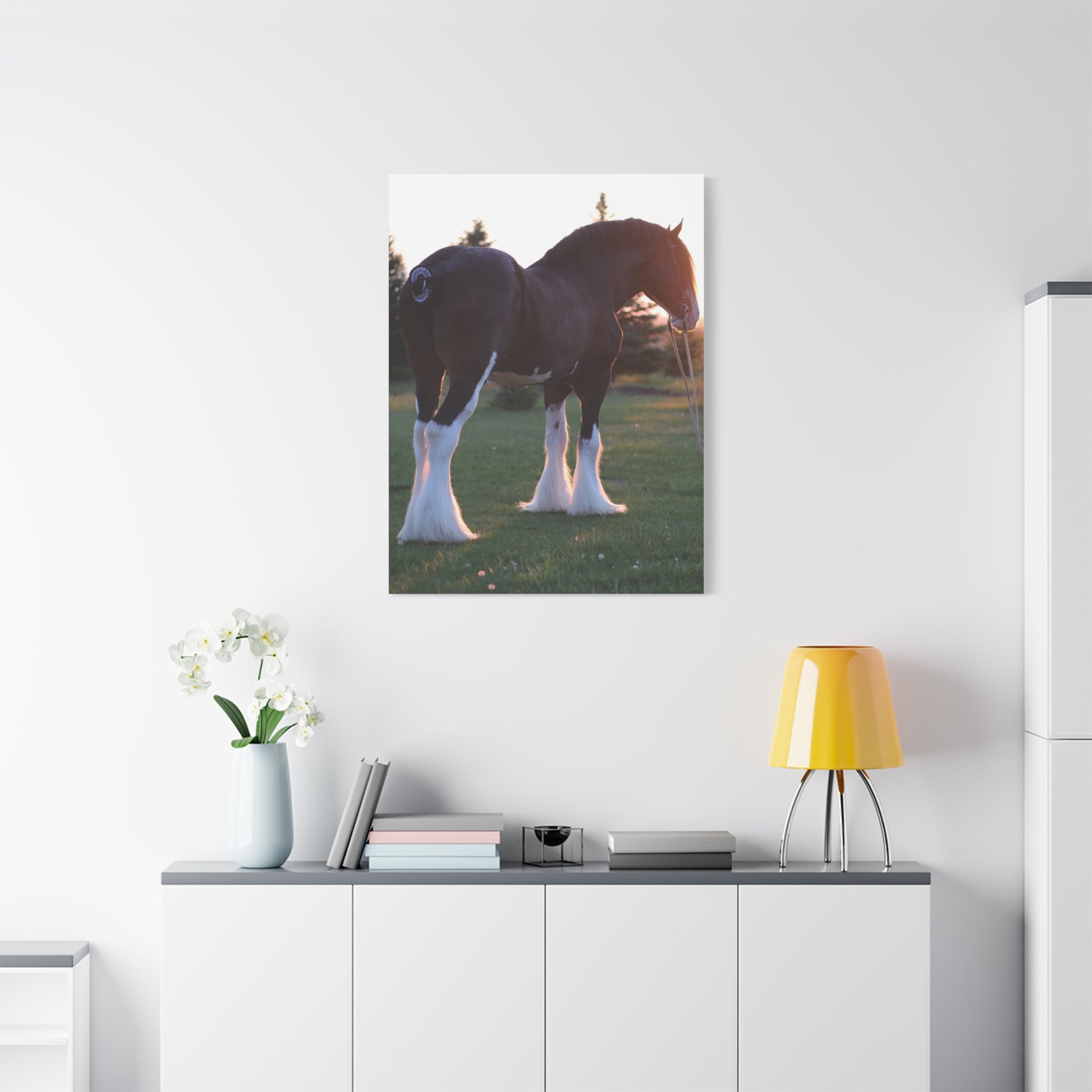Clydesdale Horse Sunset Matte Canvas Print — Stretched Wall Art ("Print it your way")